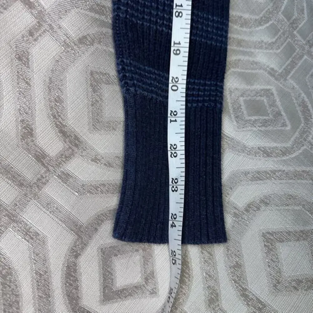 Eddie Bauer Button Front‎ Sweater Size M Blue Pullover Short Sleeve Cable Knit